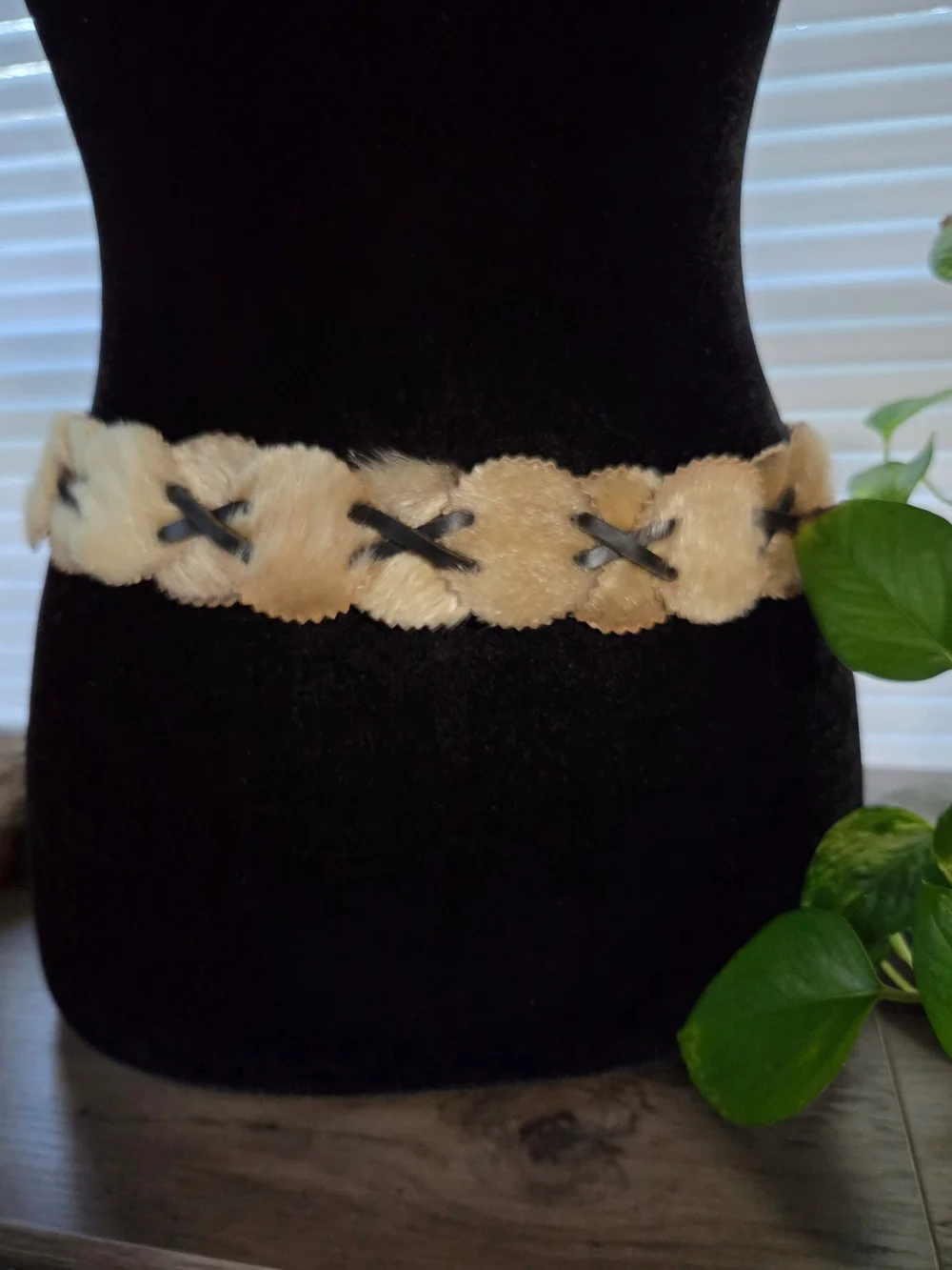 True Vintage 1960's Fur Pelt Leather Tie Belt Festival Cosplay